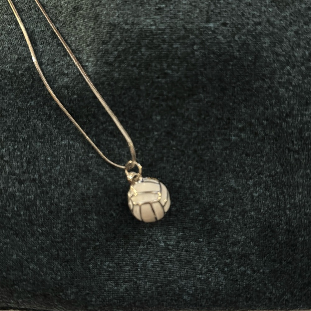 NWT 16” Enamel & Silver Volleyball Charm Necklace Chain Sport Teen Gift